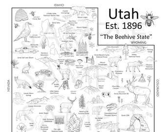 Utah Map Coloring Page