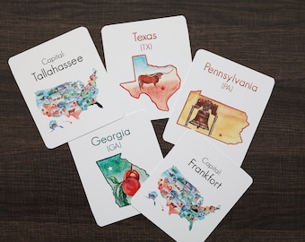 Printable US States and Capitals Flash Cards | Educational Activities ...