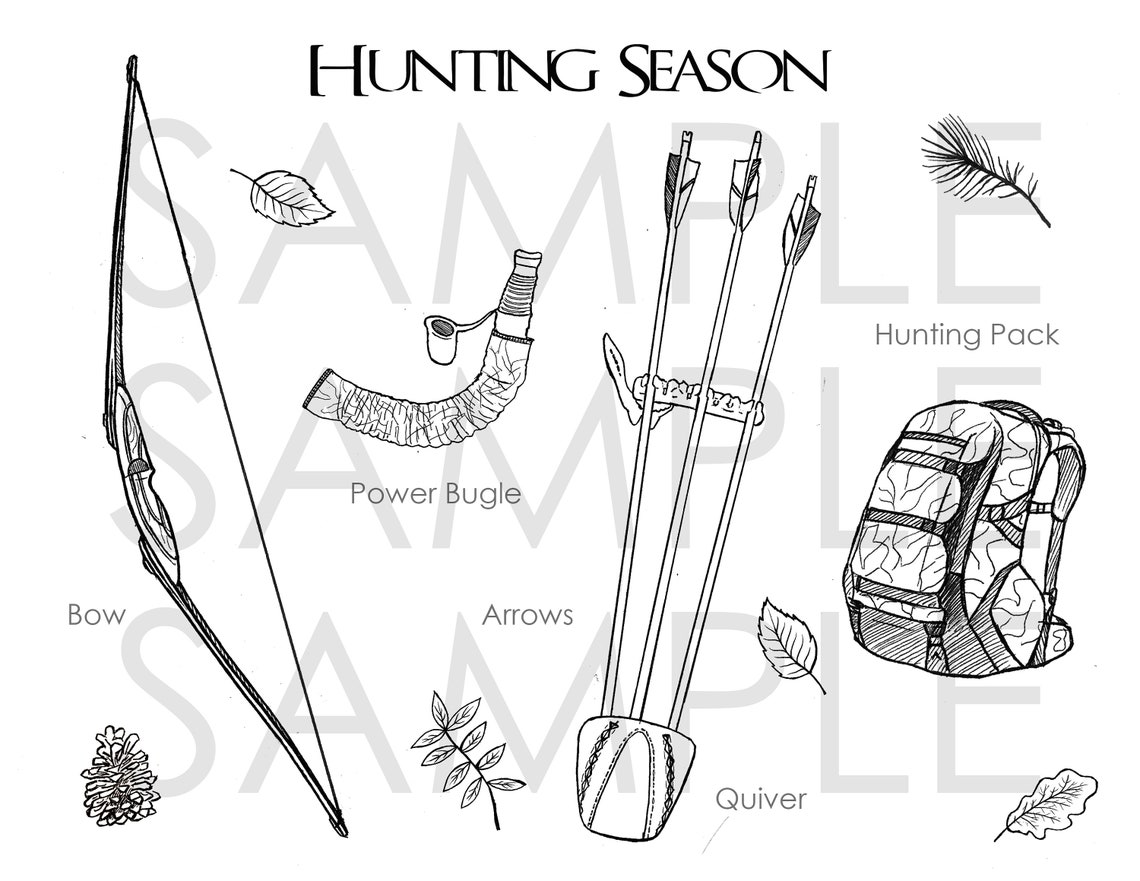 Bow Hunting Coloring Page Etsy