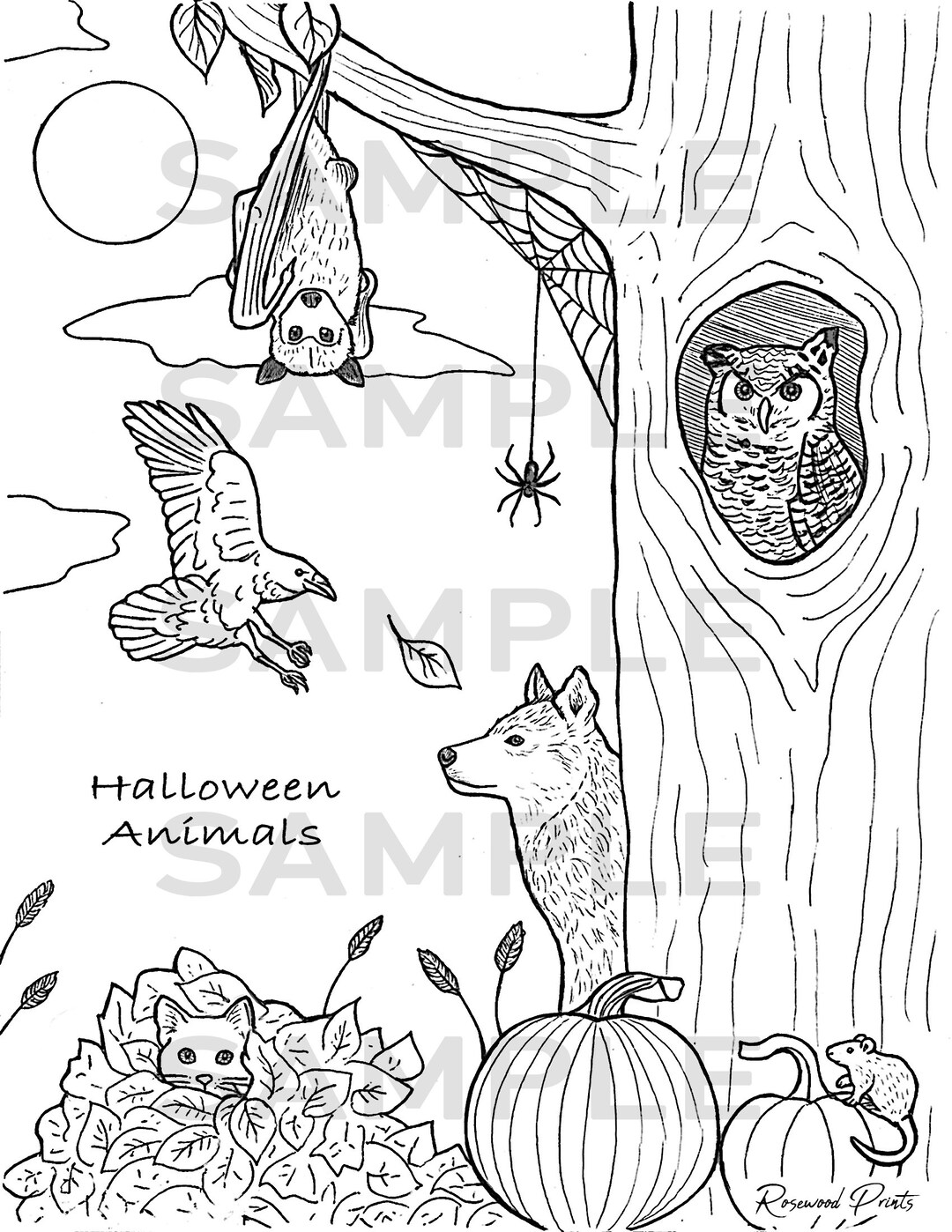 Halloween Coloring Page Etsy