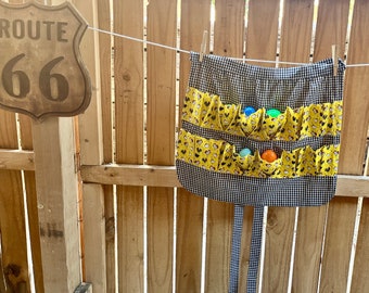 Handmade Egg Gathering Apron: 12 Pocket Cotton Farm Apron
