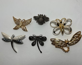Vintage Butterfly, Dragonfly, Bumble Bee Brooches/Pins Each Sold Separetly Jewelry