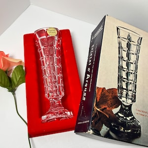 Vintage Cristal d&#39;Arques Crystal Bud Vase In Original Box 24% Lead Crystal