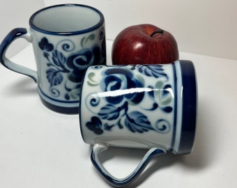 Vintage Nordic CJ Peterson Hand Painted Floral Coffee Mug Set