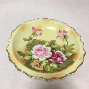 Vintage Rose and Gold Trim Serving Bowl Made in Japan
