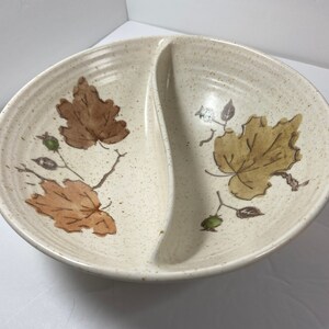 Vintage Metlox Poppytrail Woodland Gold Divided Round Serving Bowl 9&quot; 1950s-1970s