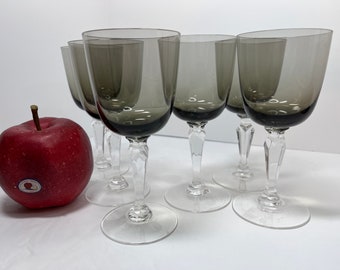 Vintage Zylstra Smoke Glass Wine Glasses - Set of 6
