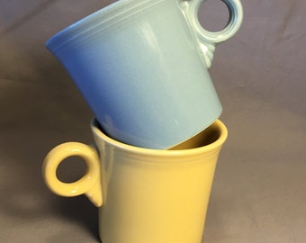 Homer Laughlin Co, Fiesta Ware Mugs, Set of 2, Blue and Yellow
