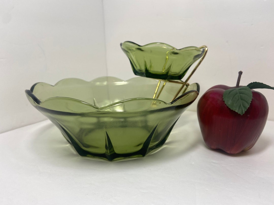 Vintage Anchor Hocking Chip and Dip Set Avocado Green 3 Piece Set Etsy