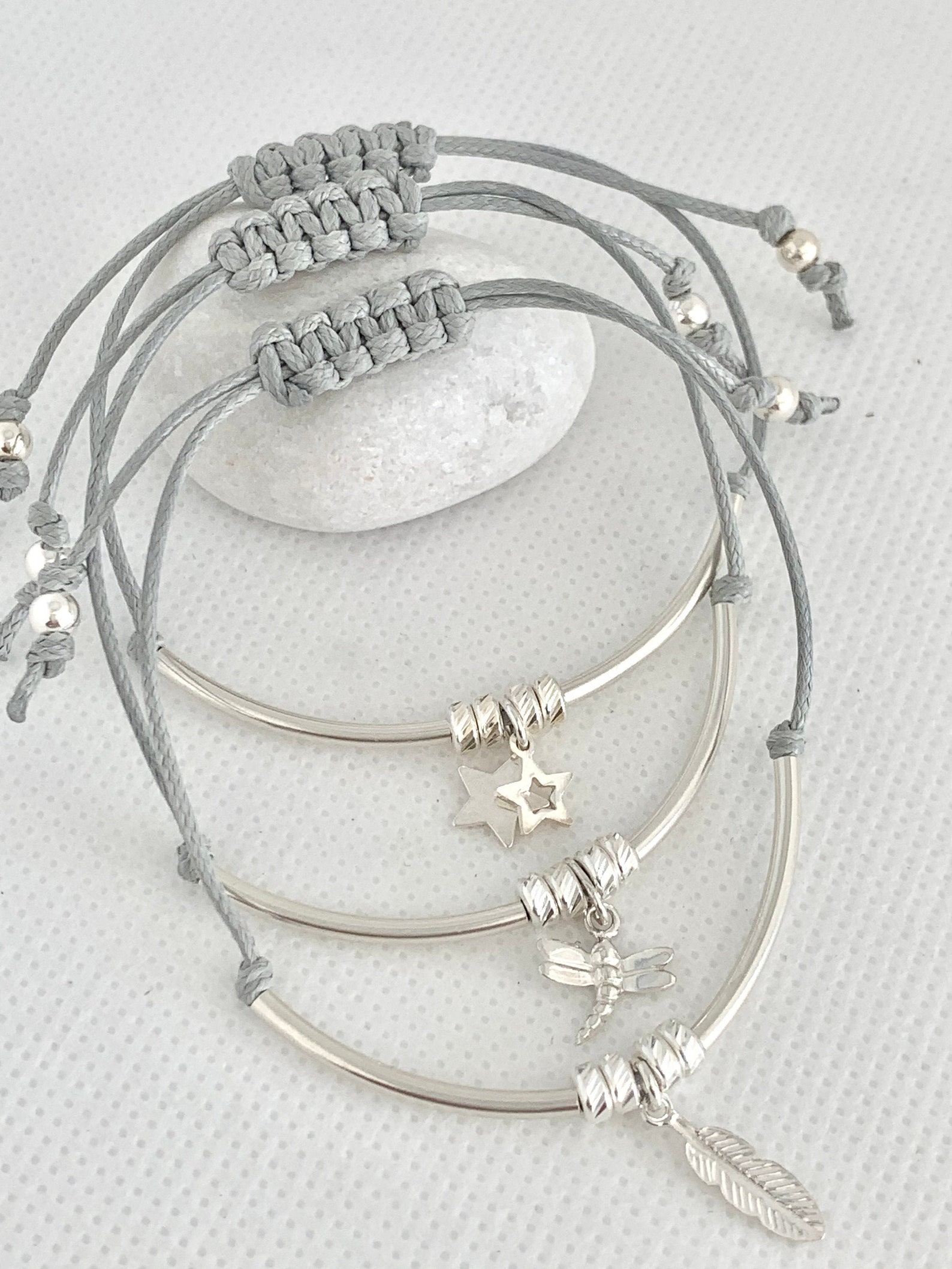 Ladies friendship bracelet with silver beads and charm Etsy