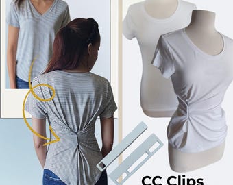 Magnetic Shirt Cinch Clip, No Sew Clothing Tightener, Dress and Top Waist Cincher, Hidden Fashion Styling Tool, Scarf & Sarong Clip