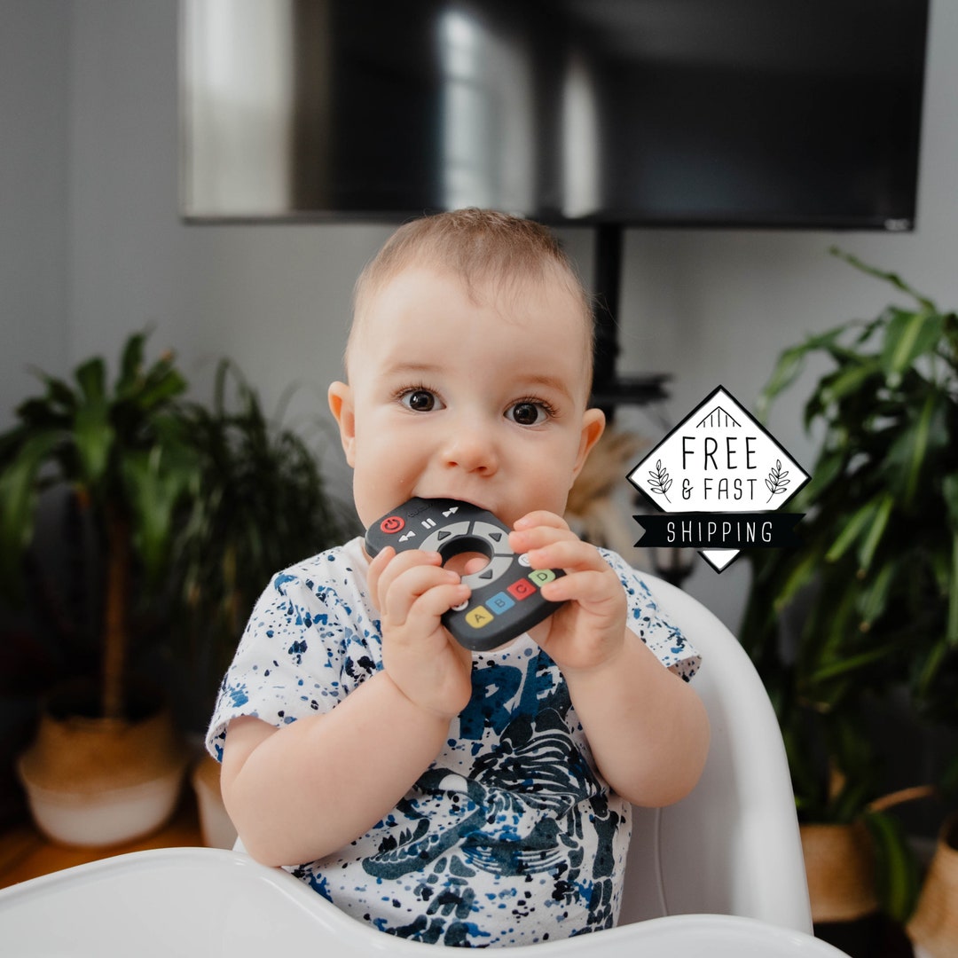 Remote Control Baby Teething Toy Cute Silicone Sensory Toy Etsy