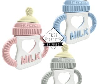 Baby Bottle Teething Toy | Sensory Teether | Chewable Teether Ring For Babies | Silicone Teething | Baby Teether Gifts for Girls & Boys