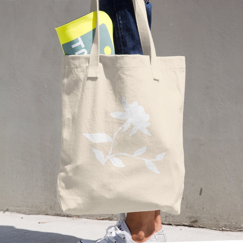 Women Eco Shopper Bag Flower Cotton Tote Bag