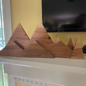 Mountain Decor, Handmade Hickory Mountain Decor Mantle Table Display Mountain shelf décor Wooden mountains Mantle Décor Gift Wedding decor