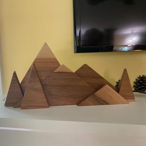 Mountain Decor, Handmade Hickory Mountain Decor Mantle Table Display Mountain shelf décor Wooden mountains Mantle Décor Gift Wedding decor