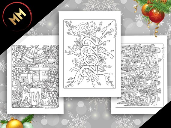 Christmas Coloring Pages for Kids and Adults Pack of 20 | Etsy