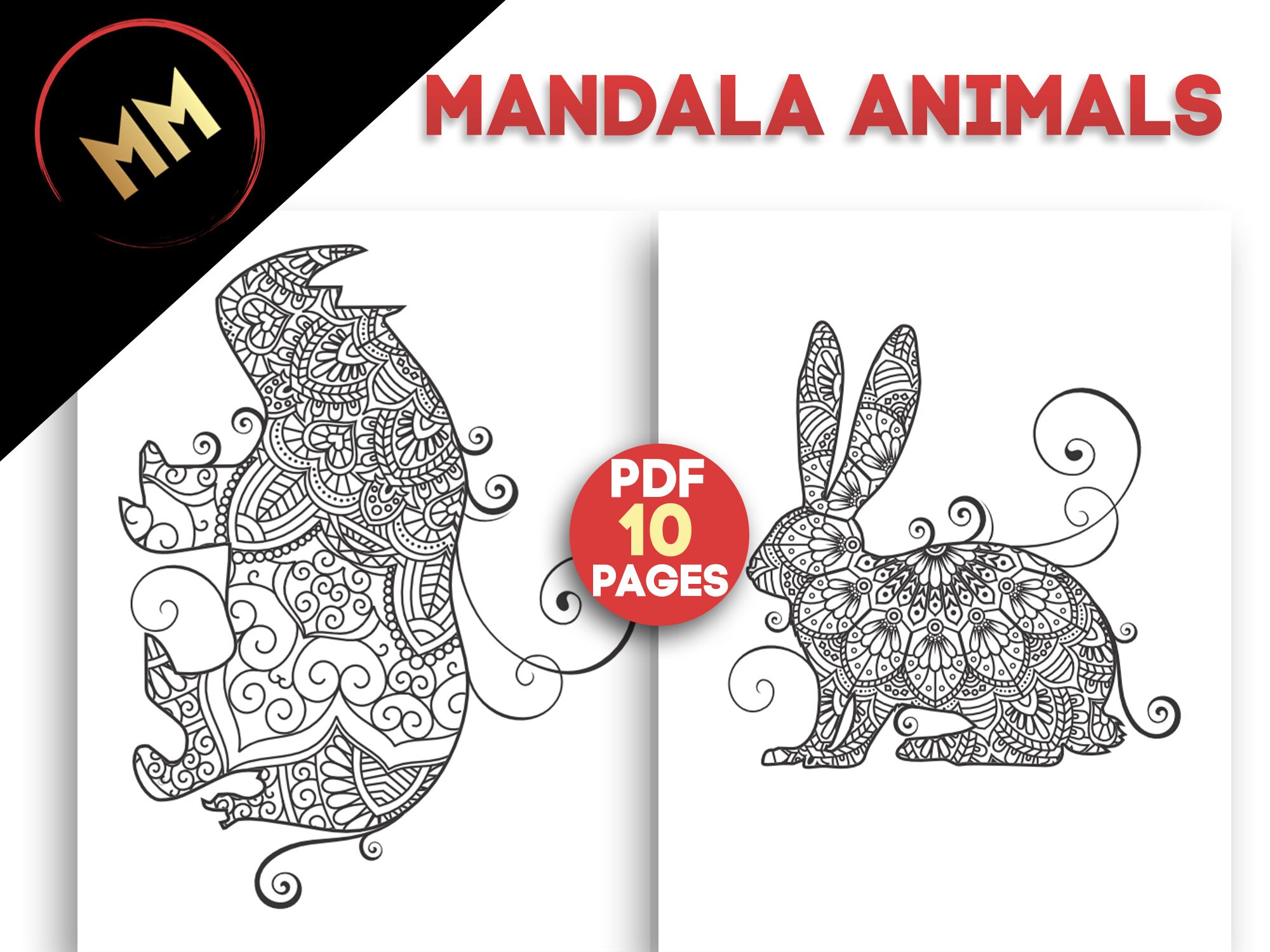 Mandala Coloring Book for adults PDF 10 High Quality Pages to | Etsy