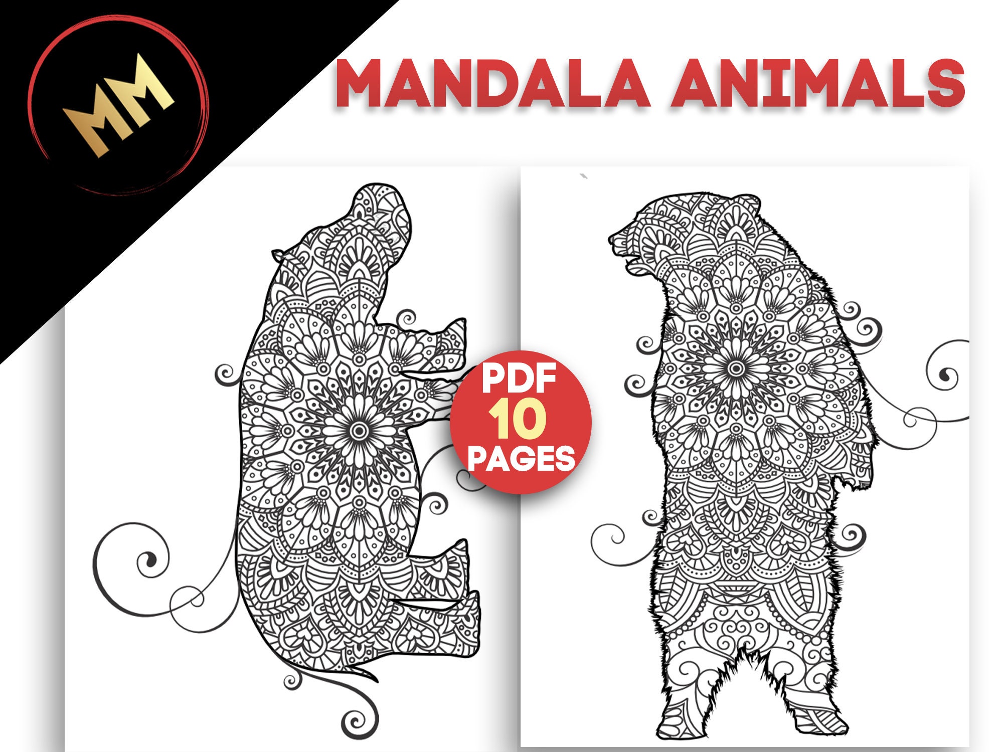 Mandala Coloring Book for adults PDF 10 High Quality Pages to | Etsy
