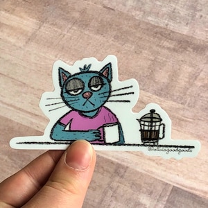 French Press Cat Sticker