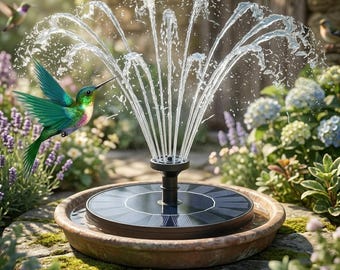Solar Bird Bath Fountain, Floating Solar Water Fountain Pump, Solar Powered Garden Fountain, Outdoor Pond Pool Fountain, 6 Nozzles