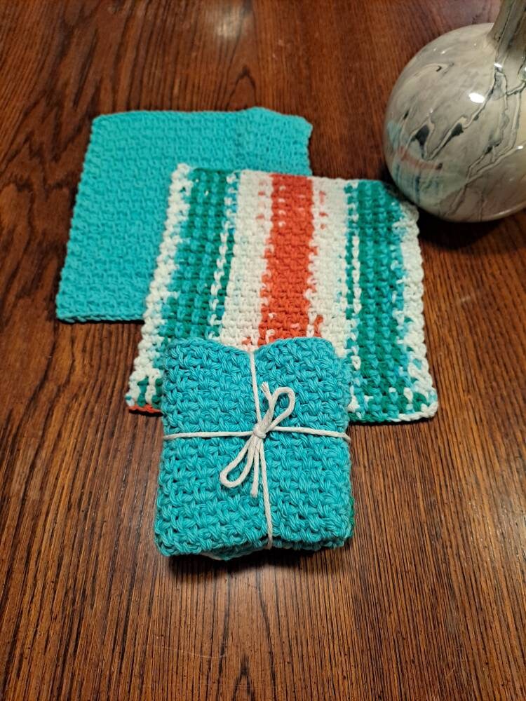 Handmade Dishcloth Sethandmade Crochet Dishcloths for the Home Etsy