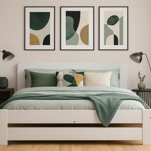 Nodax Wooden Solid Pine Bed Frame Model "F1" in White Painted Finish