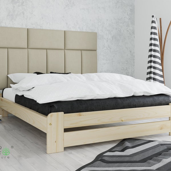 Nodax Wooden Solid Pine Bed Frame Model "F3" in pine finish