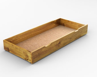 Nodax Underbed Storage Drawer in Oak Finish - Bedding Drawer - Organizer Box - Strong and Durable