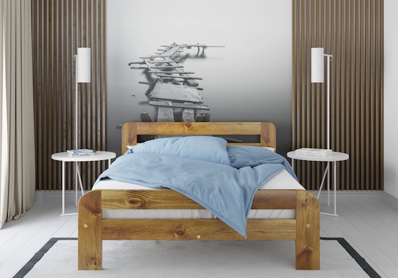 Estructura de cama Marco de Cama Somier de Cama madera maciza pino pequeña  doble 120x190 cm