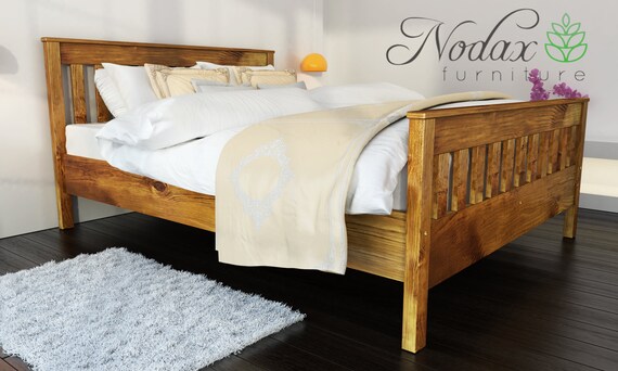 Nodax Wooden Solid Pine Bed Frame Model F16 In Oak Etsy