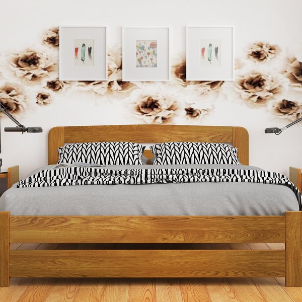 Nodax Wooden Solid Pine Bed Frame Model "F1" in oak finish