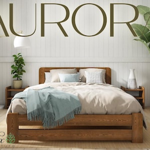 Nodax Wooden Solid Wooden Bed Frame in Oak Finish -  Model Aurora (F1)