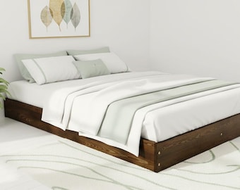 Nodax Wooden Platform Solid Bed Frame With Solid Slats Model "F9" in walnut finish