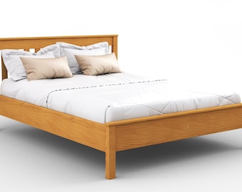 Nodax Wooden Solid Pine Bed Frame Model "F17" in Alder Finish