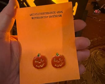 Vintage enamel Jackolantern earrings