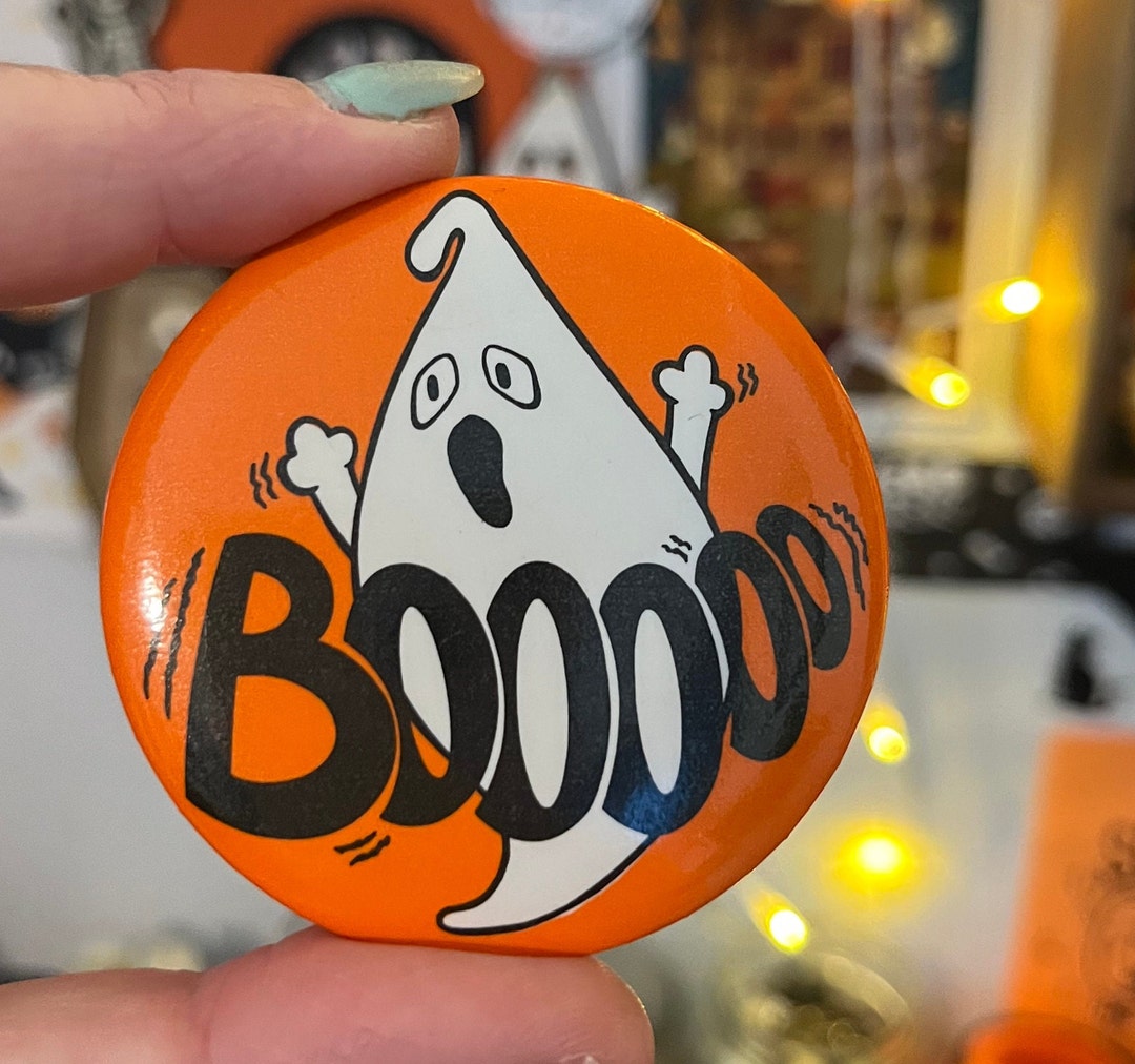 Vintage Halloween BOO Ghost 80’s Button - Etsy