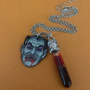 Dracula and Blood Vial Necklace - Etsy