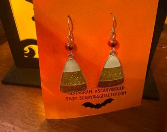 Candy Corn salvaged earrings