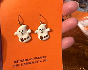 Vintage enamel ghost earrings