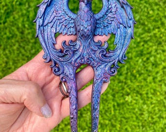 Phoenix Hairpin, Phoenix Hair Brooch, wedding hair accessories, gothic hair accessories, Goth hairpin, goth hair