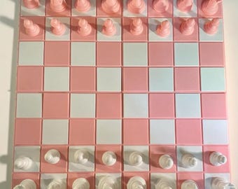 Custom chess set with storage box, Large chess board, 3D Printed and customizable colors chess set, Extra Large Chess set, Chess gift set