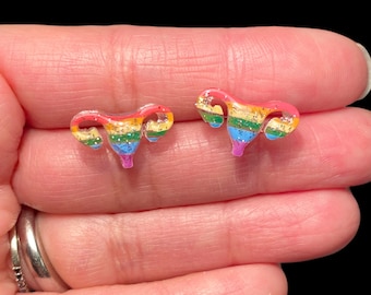 Pride earrings, pro choice earrings, Feminist earrings, uterus earrings, uterus accessories, pro-choice accessories, Pride flag earrings