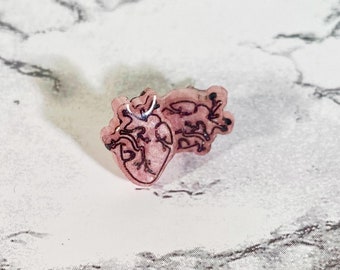 Anatomical heart Stud Earrings, Heart earrings, Heart Studs, anatomical heart, valentines gift, mini hearts, pink hearts, oddities