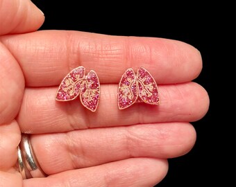 Pink Resin Lungs shaped Stud Earrings, Lung earrings, lung Studs, black lungs, morbid jewelry