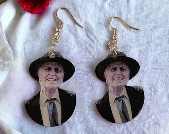 Poltergeist II Earrings, Reverend Kane Earrings, Horror movie Earrings, Dangly horror earrings, scary dangly Earrings, 80s horror