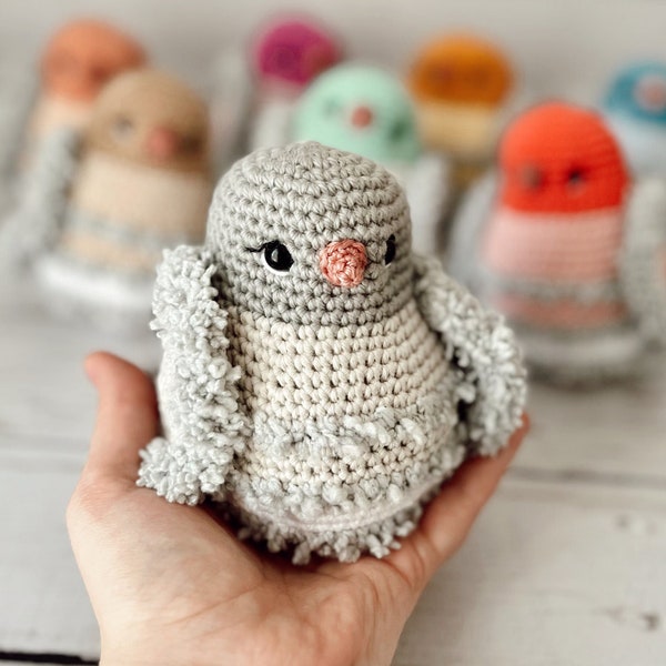 Pi the Pigeon | Chubby Pigeon, Crochet Pigeon, Amigurumi Pigeon, Personalized Pigeon, Curly Feathered Pigeon, Crochet Bird, Colorful Pigeon
