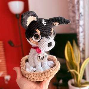 Custom Rat / Toy Fox / Teddy Roosevelt / Taco Terrier Look-Alike - Amigurumi Dog Replica - Crochet Terrier - Personalized Dog Memorial Gift