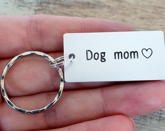 Dog Mom Keychain, Personalized, Engraved Keychain, Custom Message, Dog, Animal, Pet Keychain, Fur Babies, Dog Owner Gift, Dog Lover