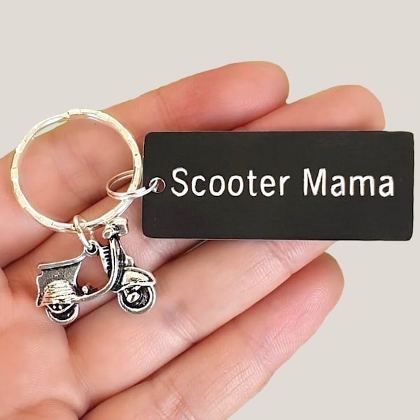 Scooter Mama personalisierte Schlüsselbund, Scooter Charm, Scooter Papa Schlüsselring, Paare Schlüsselbund, graviert, Ehemann, Freundin Geschenk